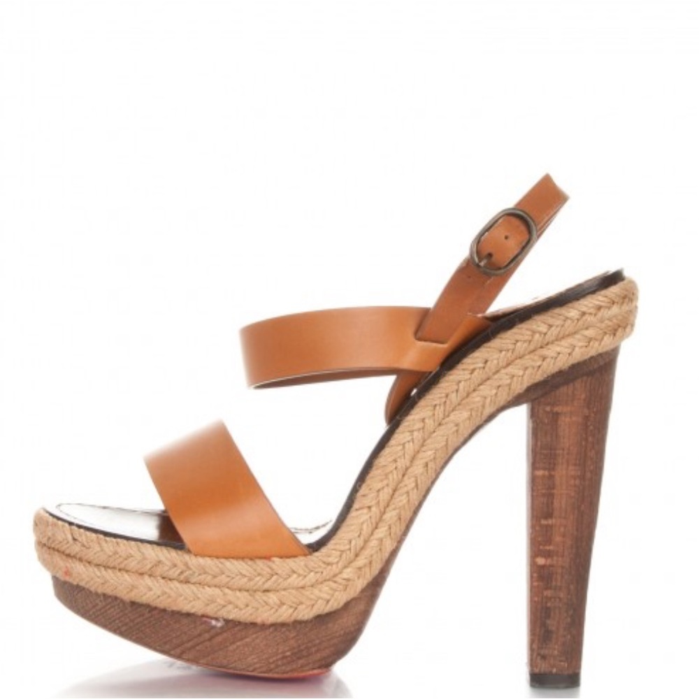 CHRISTIAN LOUBOUTIN Calfskin Rope Es Cubells 120 Espadrille Platform Heels Sz 39